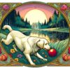 Puslespill art nouveau hund for voksne
