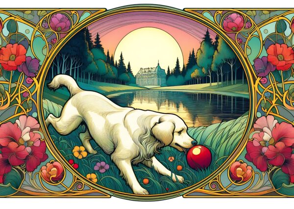 Puslespill art nouveau hund for voksne