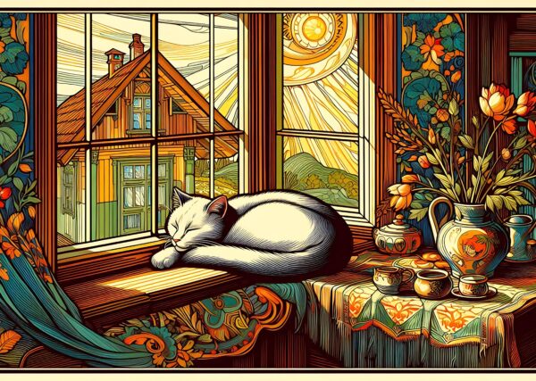 Puslespill art nouveau katt for voksne